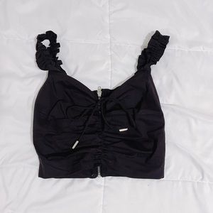 Black Zip Up Tank Top White Fox